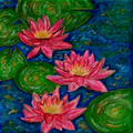 Lilies in Water, 6x6 Fine Art Print | Original Acrylic on Canvas